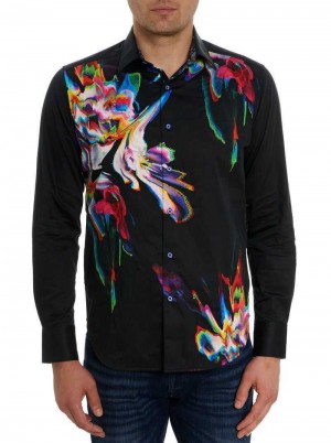 Robert Graham Aurora Long Sleeve Button Down Shirt Negrii | 762098-NOU