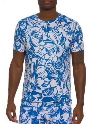 Robert Graham Beach Hibiscus Performance Graphic T-shirt Albastri | 076259-SUV