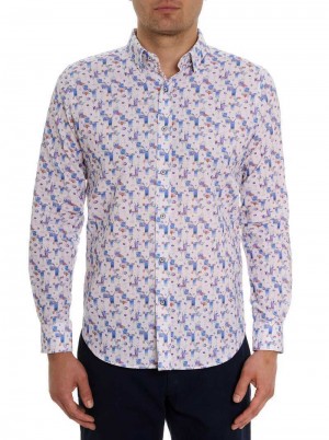 Robert Graham Blue Hawaiian Short Sleeve Button Down Shirt Tall Tall | 158649-NMD