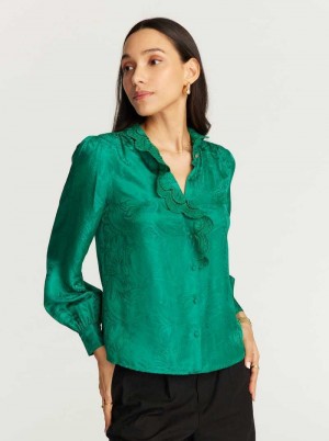 Robert Graham Brigitte Long Sleeve Shirt Emerald | 306892-CVU