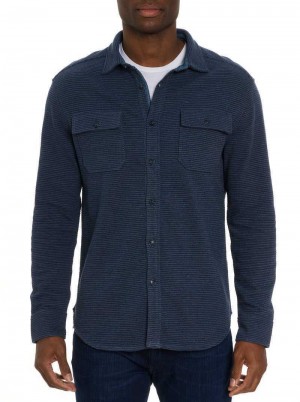 Robert Graham Brunner Long Sleeve Knit Indigo | 736402-PMX