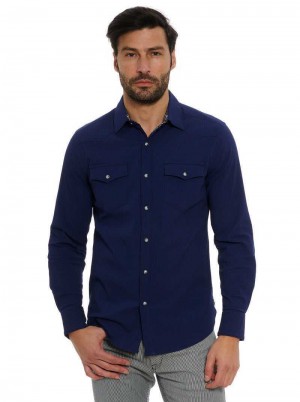 Robert Graham Cantina Long Sleeve Button Down Shirt Bleumarin | 492160-DCS