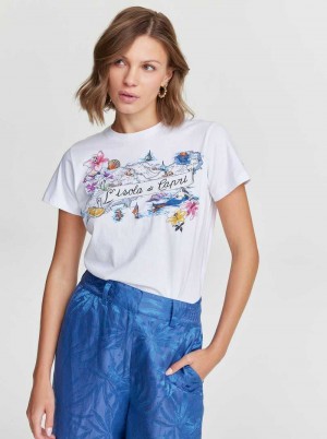 Robert Graham Capri Island T-shirt Albi | 048371-YHF