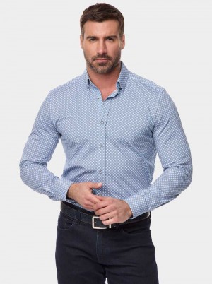 Robert Graham Conall Long Sleeve Button Down Shirt Albastri | 861732-MXH