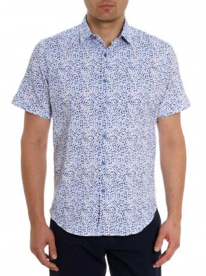 Robert Graham Cyprus Short Sleeve Button Down Shirt Albastri | 134805-DBL