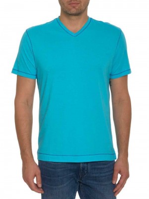 Robert Graham Eastwood T-shirt Aqua | 430729-XYZ