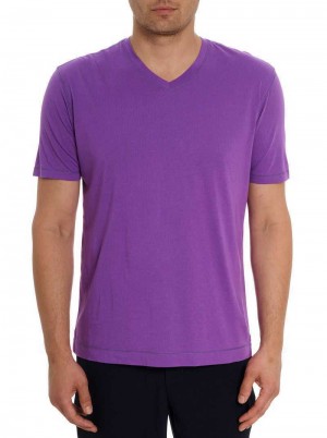 Robert Graham Eastwood T-shirt Grape | 495706-FBQ