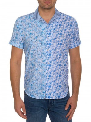Robert Graham Fontana Short Sleeve Button Down Albastri | 730142-NFL