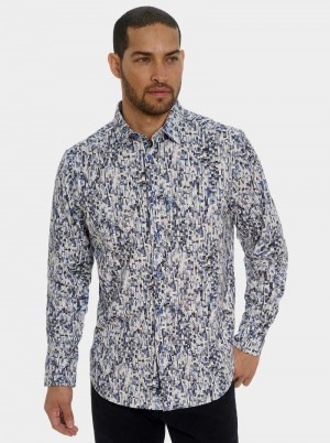 Robert Graham Fragment Long Sleeve Button Down Shirt Albastri | 078239-OCD