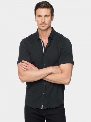 Robert Graham Hammond Short Sleeve Knit Shirt Negrii | 926485-ELB