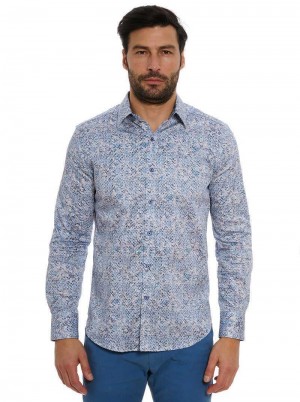 Robert Graham Kaimana Long Sleeve Button Down Shirt Albastri | 126594-GLS