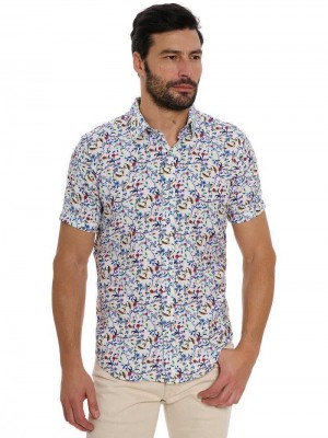 Robert Graham Landon Short Sleeve Button Down Shirt Tall Multi | 415907-UMC