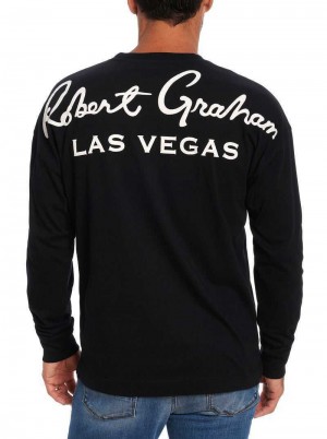 Robert Graham Las Vegas Long Sleeve T-shirt Negrii | 798640-LKB