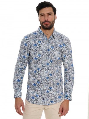 Robert Graham Leif Long Sleeve Knit Shirt Albastri | 389450-NXE
