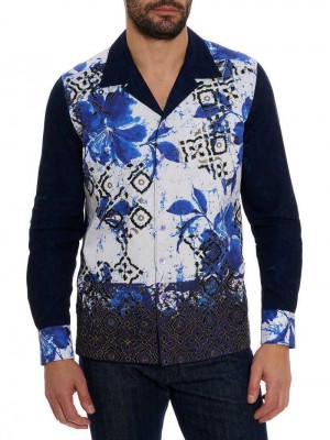 Robert Graham Limited Edition Blue Murro Long Sleeve Button Down Shirt Albastri | 613287-YDT