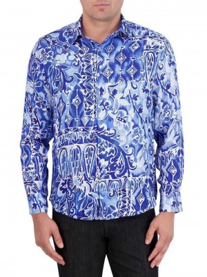 Robert Graham Limited Edition Jaipore Long Sleeve Button Down Shirt Albastri | 796543-CQM