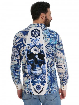 Robert Graham Limited Edition Surfin Skull Jacket Albastri | 689034-NTX