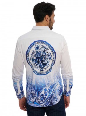Robert Graham Limited Edition The Dorce Long Sleeve Button Down Shirt Albastri | 468029-NLP