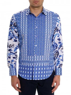 Robert Graham Limited Edition The Thera Long Sleeve Button Down Shirt Albastri | 724193-IBN