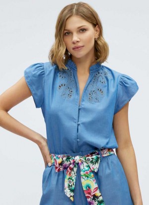 Robert Graham Mabel Blouse Indigo | 485297-VJO