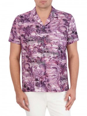 Robert Graham Makara Short Sleeve Button Down Shirt Lilac | 925164-AFT