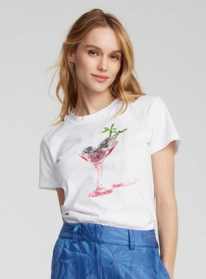 Robert Graham Martini Mix T-shirt Albi | 810592-WQX
