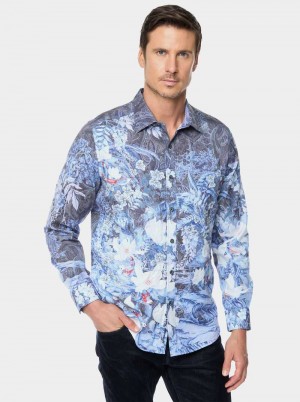 Robert Graham Nadine Long Sleeve Button Down Shirt Indigo | 396241-GNH