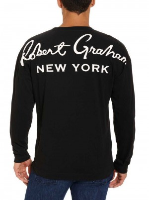 Robert Graham New York Long Sleeve T-shirt Negrii | 649187-EWJ