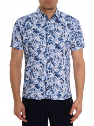 Robert Graham Occasio Short Sleeve Knit Shirt Albastri | 214897-PDR
