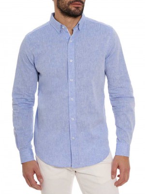 Robert Graham Palmer Long Sleeve Button Down Shirt Albastri | 301742-EMZ