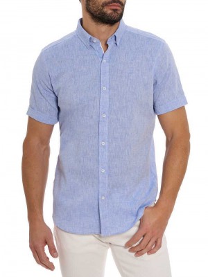 Robert Graham Palmer Short Sleeve Button Down Shirt Albastri | 238410-JSI