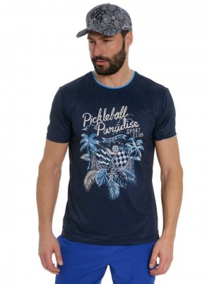 Robert Graham Pickle Sport Club T-shirt Bleumarin | 483675-BYX