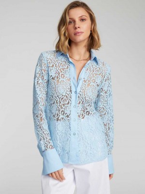 Robert Graham Priscilla Shirt Albastri Deschis | 798562-ZJD