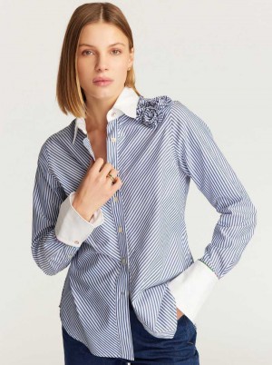 Robert Graham Priscilla Shirt Albastri | 801529-LAI