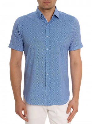 Robert Graham Shuler Motion Short Sleeve Knit Shirt Albastri | 842736-TJP