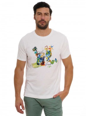 Robert Graham Sips And Spades T-shirt Albi | 148697-XQV
