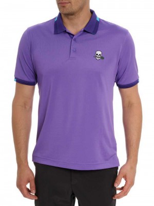Robert Graham Skull Rose Polo Violet | 839475-TLZ
