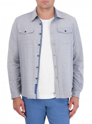 Robert Graham Storrs Long Sleeve Knit Shirt Jacket Albastri | 214096-ECZ
