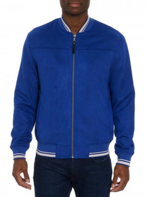 Robert Graham Suede Bomber Jacket Cobalt | 089726-VMZ