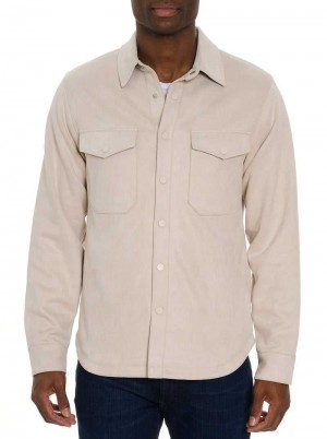 Robert Graham Suede Shirt Jacket Stone | 876501-OJT