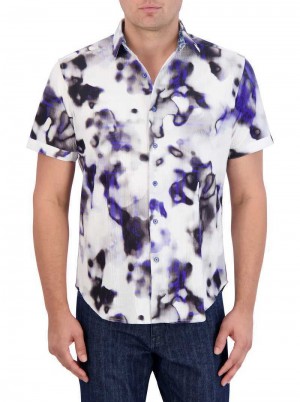 Robert Graham Tasman Short Sleeve Button Down Shirt Albastri | 259043-PLE