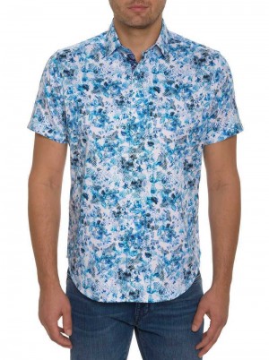 Robert Graham The Lowell Short Sleeve Button Down Shirt Teal | 956208-ZXO