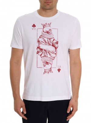 Robert Graham The Skull King T-shirt Albi | 187254-RKW