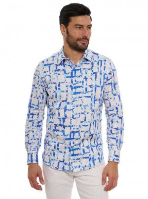 Robert Graham Triton Long Sleeve Button Down Shirt Tall Albastri | 605891-CZH
