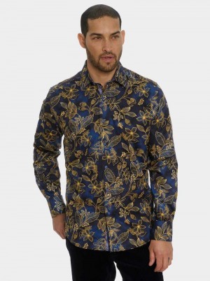 Robert Graham Valmont Long Sleeve Button Down Shirt Albastri | 241687-XNG