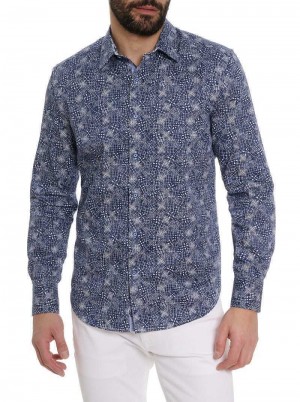 Robert Graham Walpon Long Sleeve Button Down Shirt Albastri | 524973-TNA